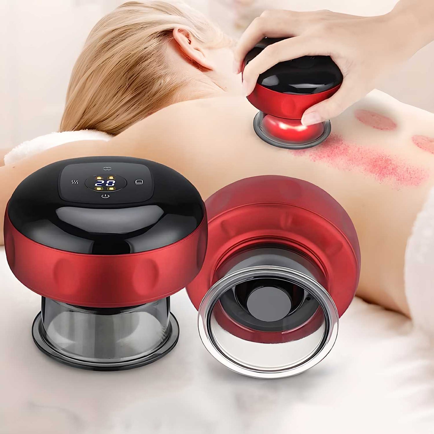 Smart Electric Cupping Massager – 5-in-1 Pain Relief & Detox (Red)