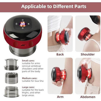 Smart Electric Cupping Massager – 5-in-1 Pain Relief & Detox (Red)